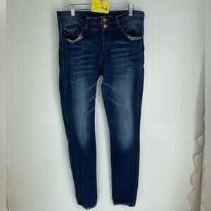 Kancan Skinny Mid Rise Zipper Fray Hem Jeans Womens Size 30